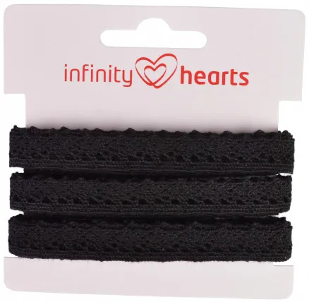 Infinity Hearts Blondebånd Polyester 11mm 11 Sort - 5m